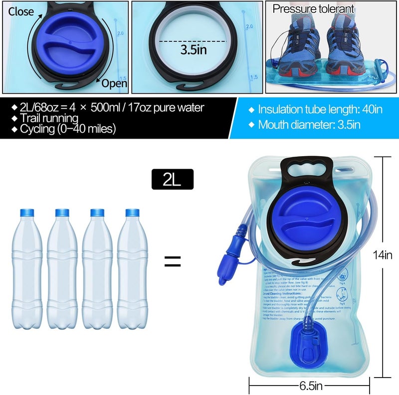 Mdvora 1.5L/2L/2.5L/3L Hydration Bladder, Large Opening Water Storage Bladder Bag, for Cycling Hiking Camping - Image 3